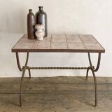 Ceramic and wrought iron coffee table
