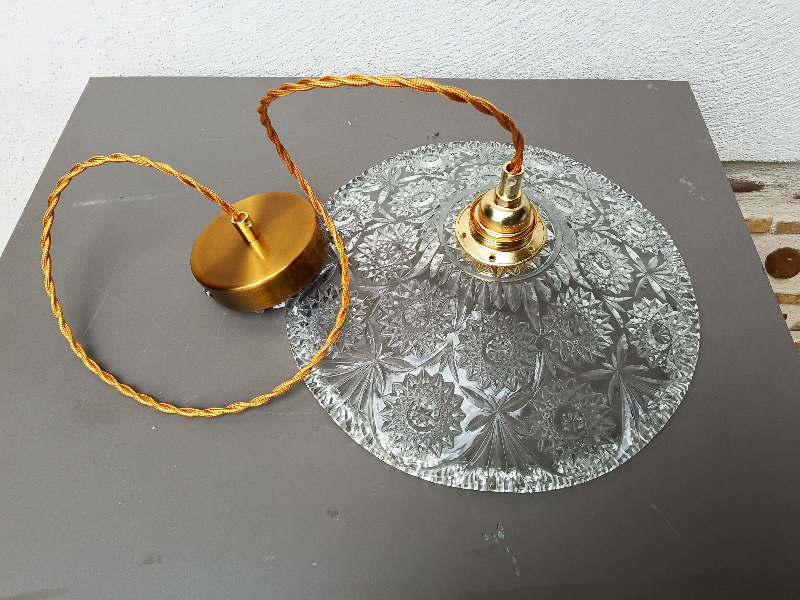 Vintage chiseled glass pendant light