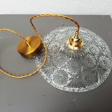 Suspension vintage en verre ciselé