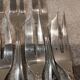 6 silver-plated metal cake forks by Christofle Marly.