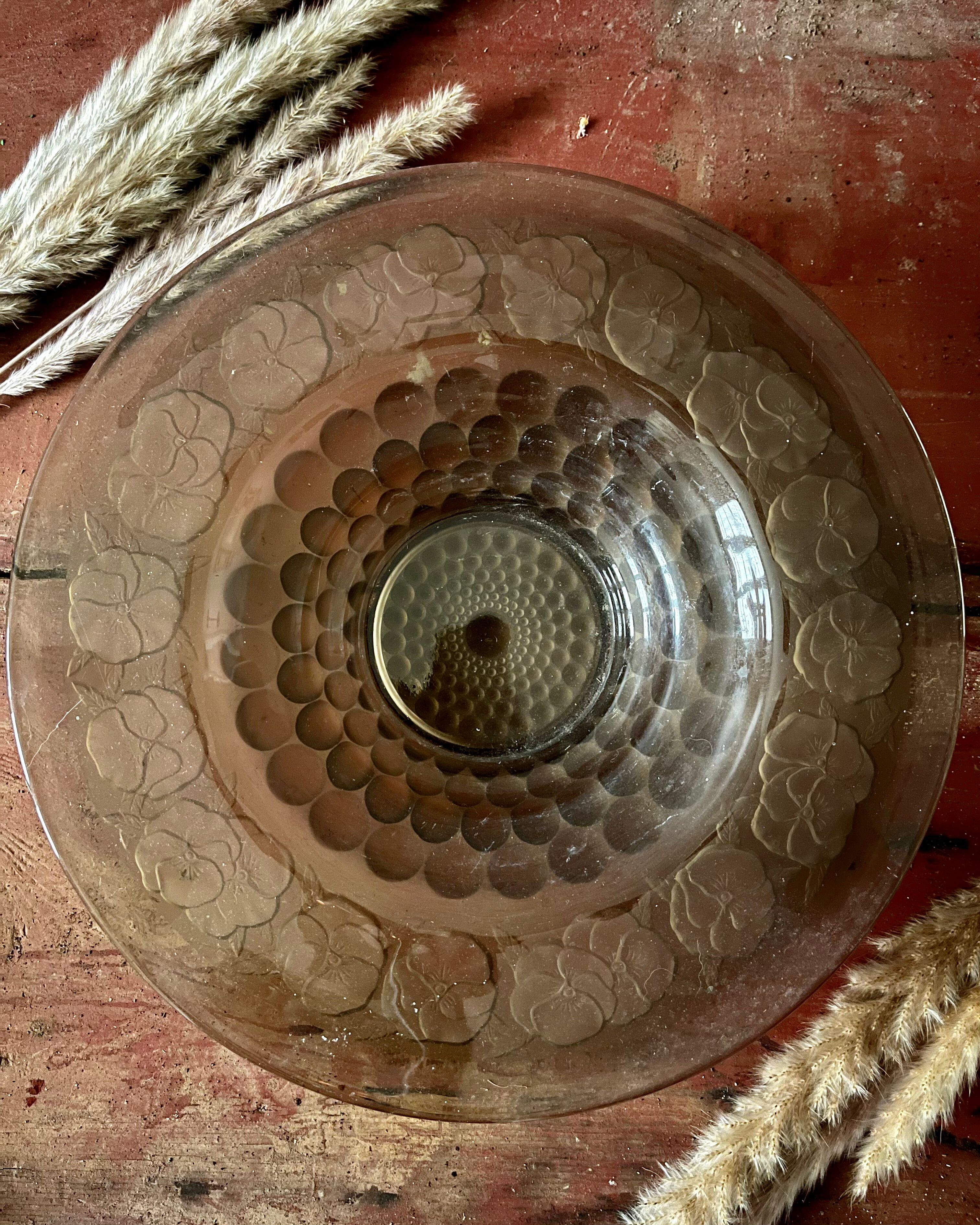 Art Deco plate in smoked glass