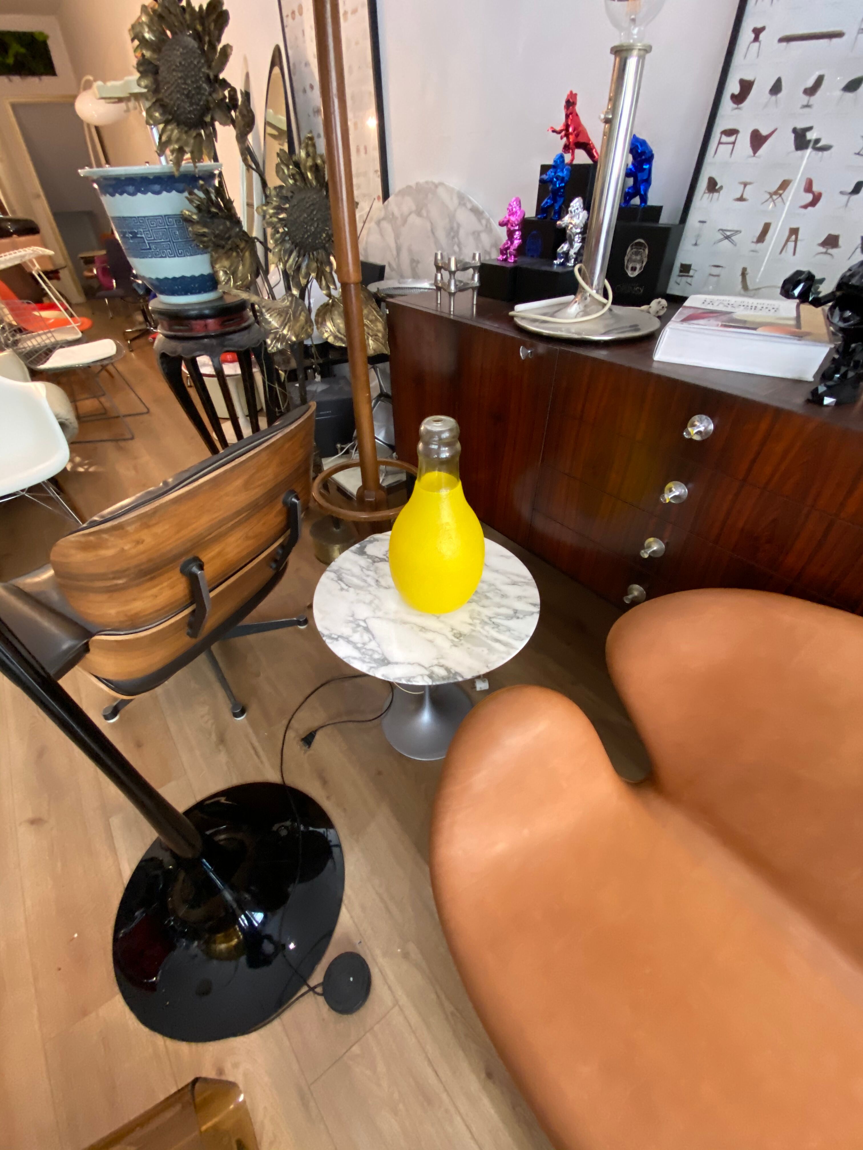 Large glass bottle lamp from the 70s