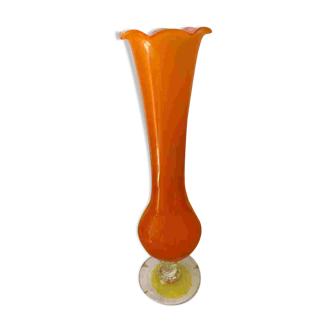 Vase en opaline orange