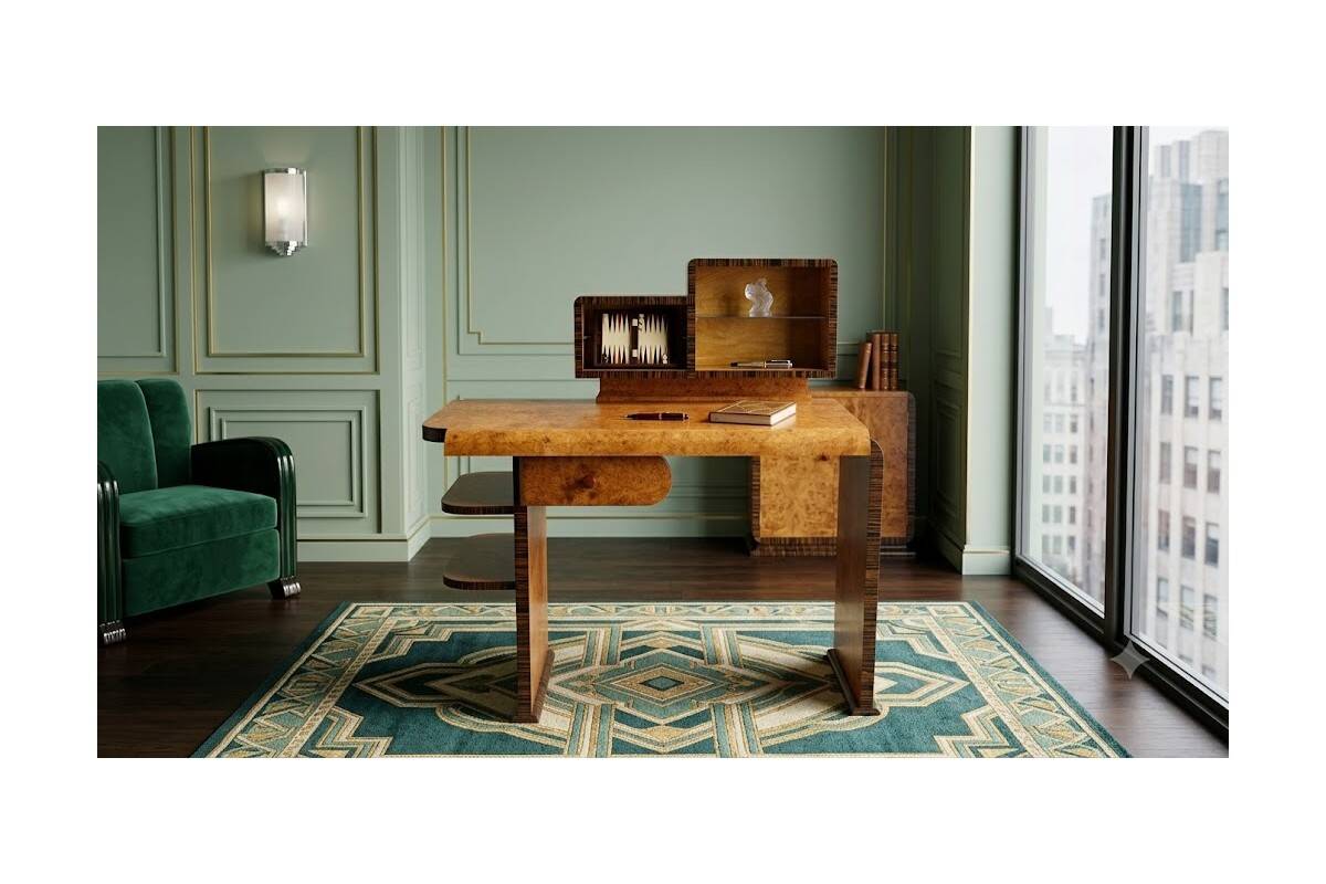 Art Deco desk with extension, Poland, 1950s. After renovation.
