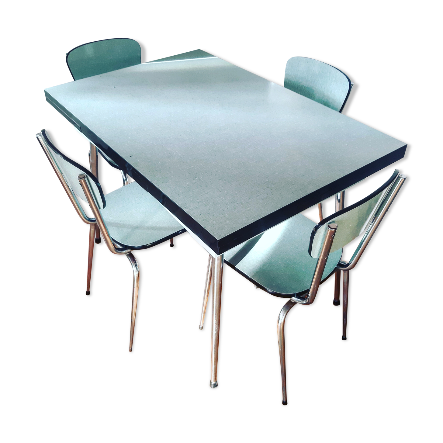 Table en formica des années 50 et ses 4 chaises assorties