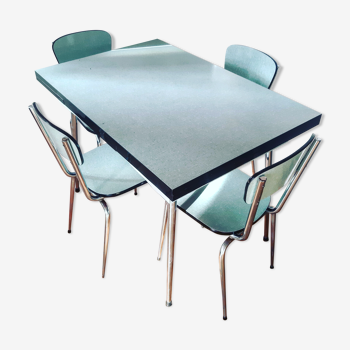 Table en formica des années 50 et ses 4 chaises assorties