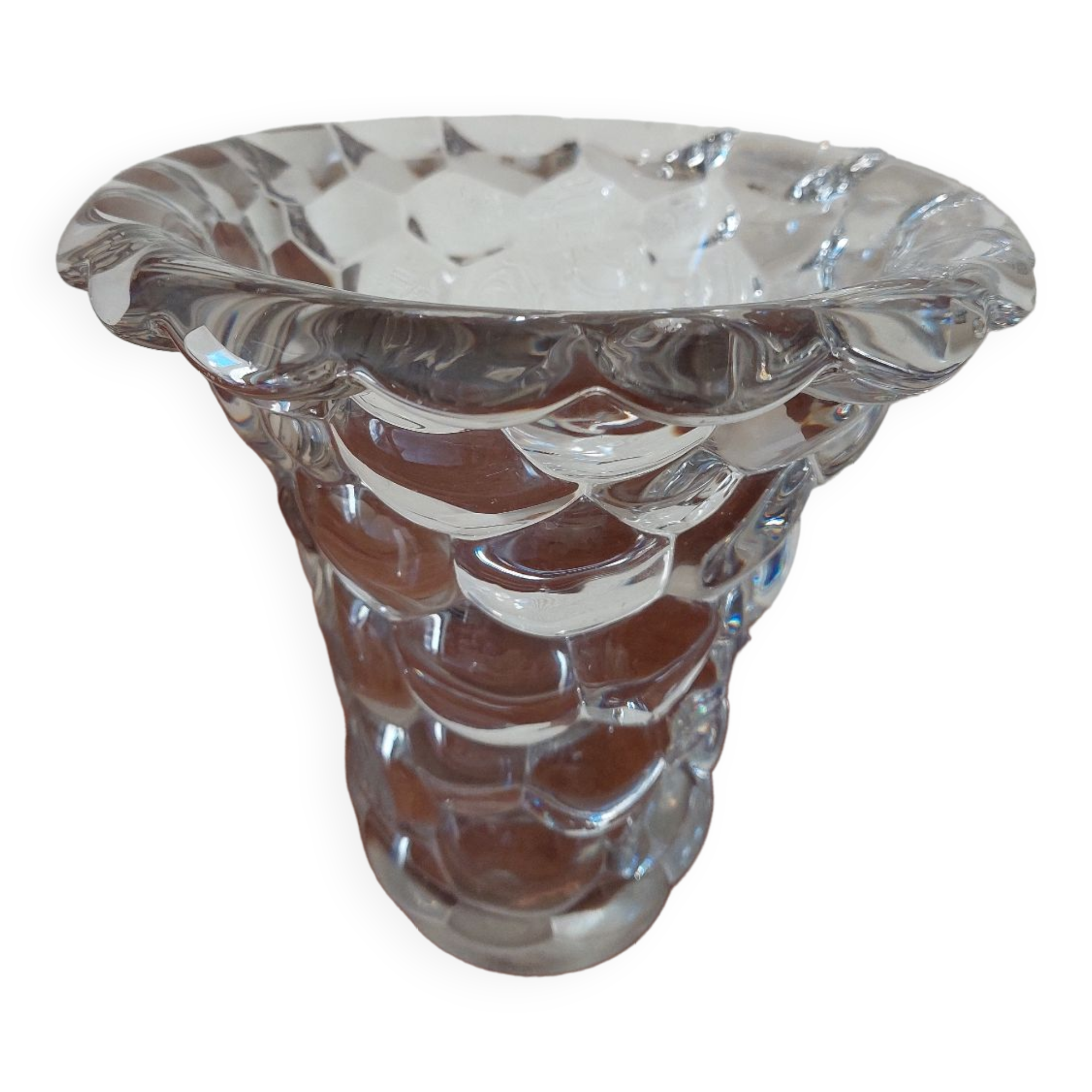Pierre D'Avesn Clear Crystal Vase, Art Deco