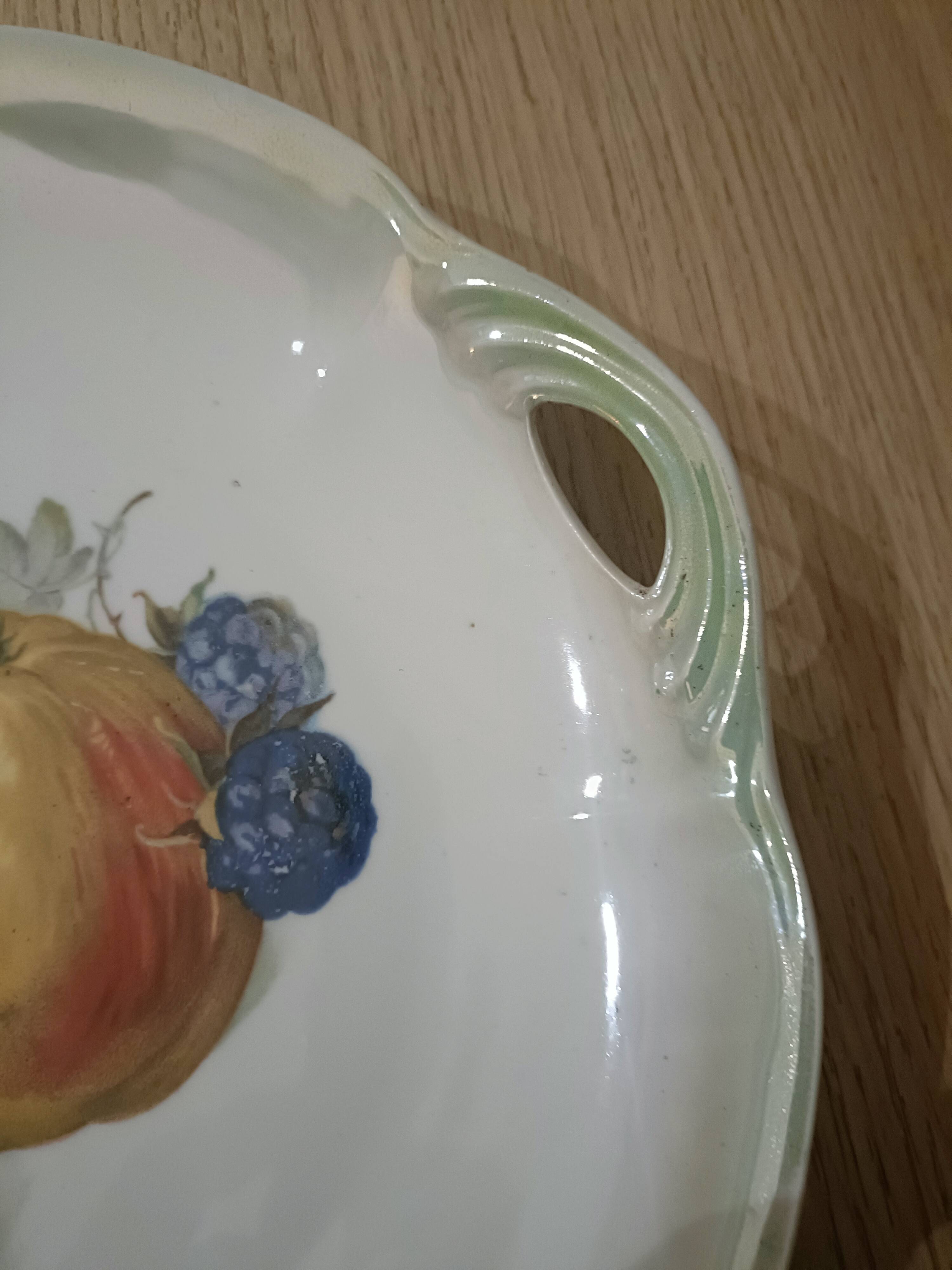 Plat de service porcelaine décor fruits