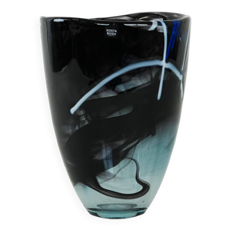 Glass vase, Swedish design, 1980s, manufacturer: Kosta Boda, designer: Anna