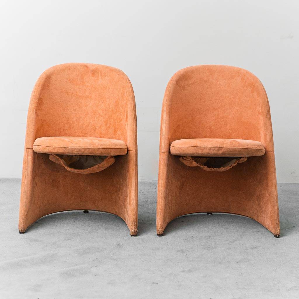 Pair of folding fabric armchairs from the 1970s, vintage modernism