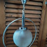 Chandelier suspension support metal chrome deco frosted globe