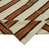 Hand-knotted turkish unique 1970s 185 cm x 347 cm multicolor hemp kilim carpet