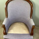 Fauteuil Louis Philippe  en bois et tissu lilas