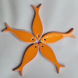 Orange glazed ceramic trifle 5 fish