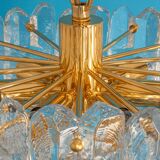 Luminaire en laiton doré, verre cristal Palazzo, Kalmar, Autriche, 1970