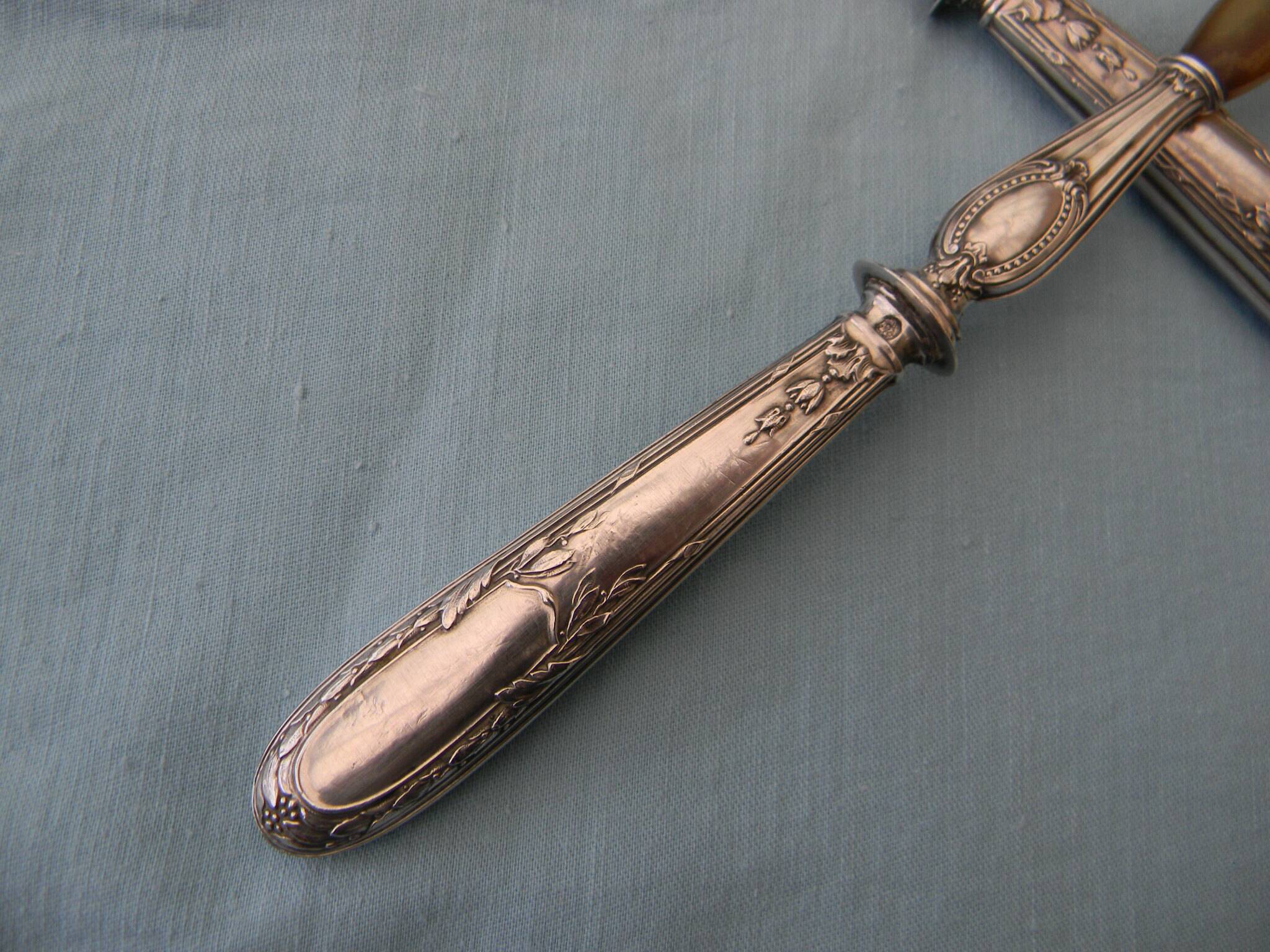 Salad cutlery with silver-filled handles. Minerva hallmark.