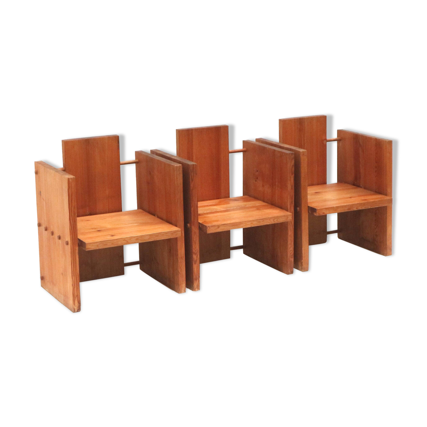 3x Very rare Modernist Brutalist armchair designed by architect Fritz Zeige