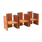 3x Very rare Modernist Brutalist armchair designed by architect Fritz Zeige
