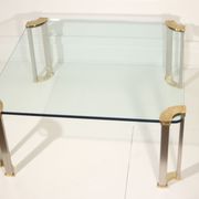 Table basse en bronze & verre trempé par Peter Ghyczy, 1970s