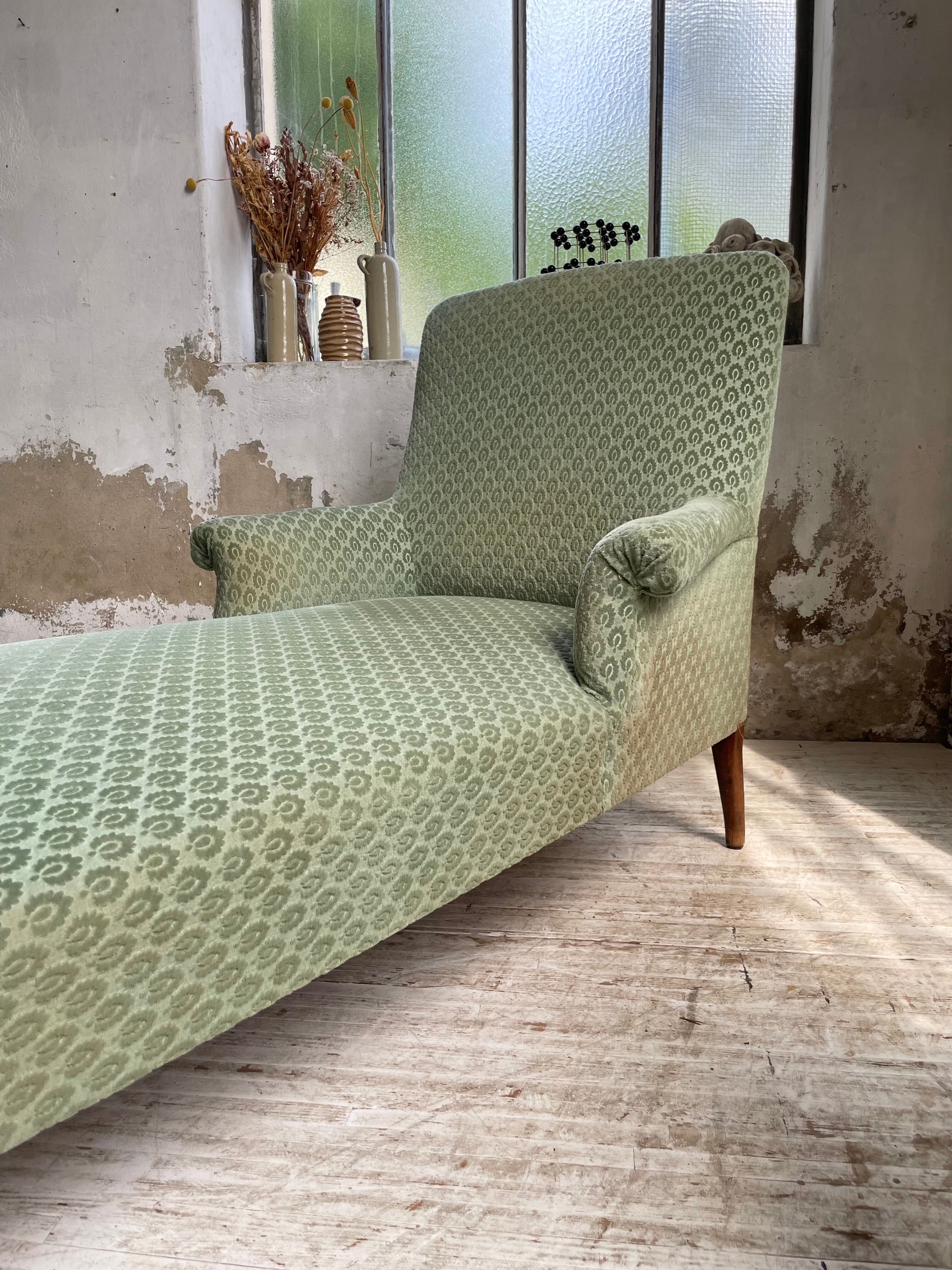 Méridienne napoléon velours vert