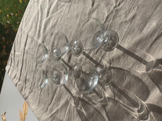 6 vintage transparent glass champagne glasses