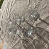 6 vintage transparent glass champagne glasses