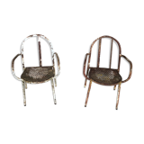 Pair of metal armchairs