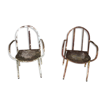 Paire de fauteuils en métal