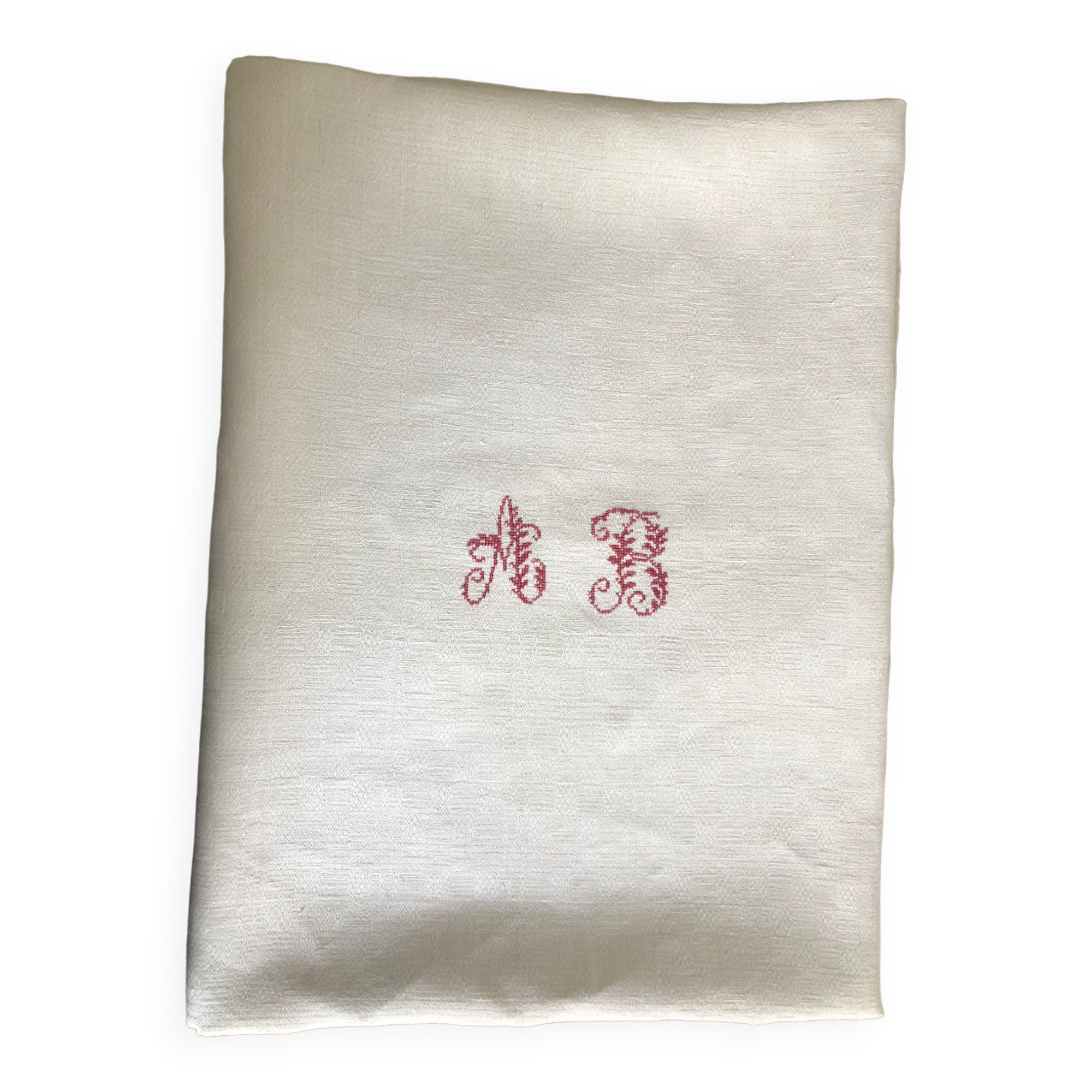Tablecloth with AB monogram, antique linen