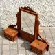 Carved wooden table mirror with ribbon bow - Old Psyche dressing table
