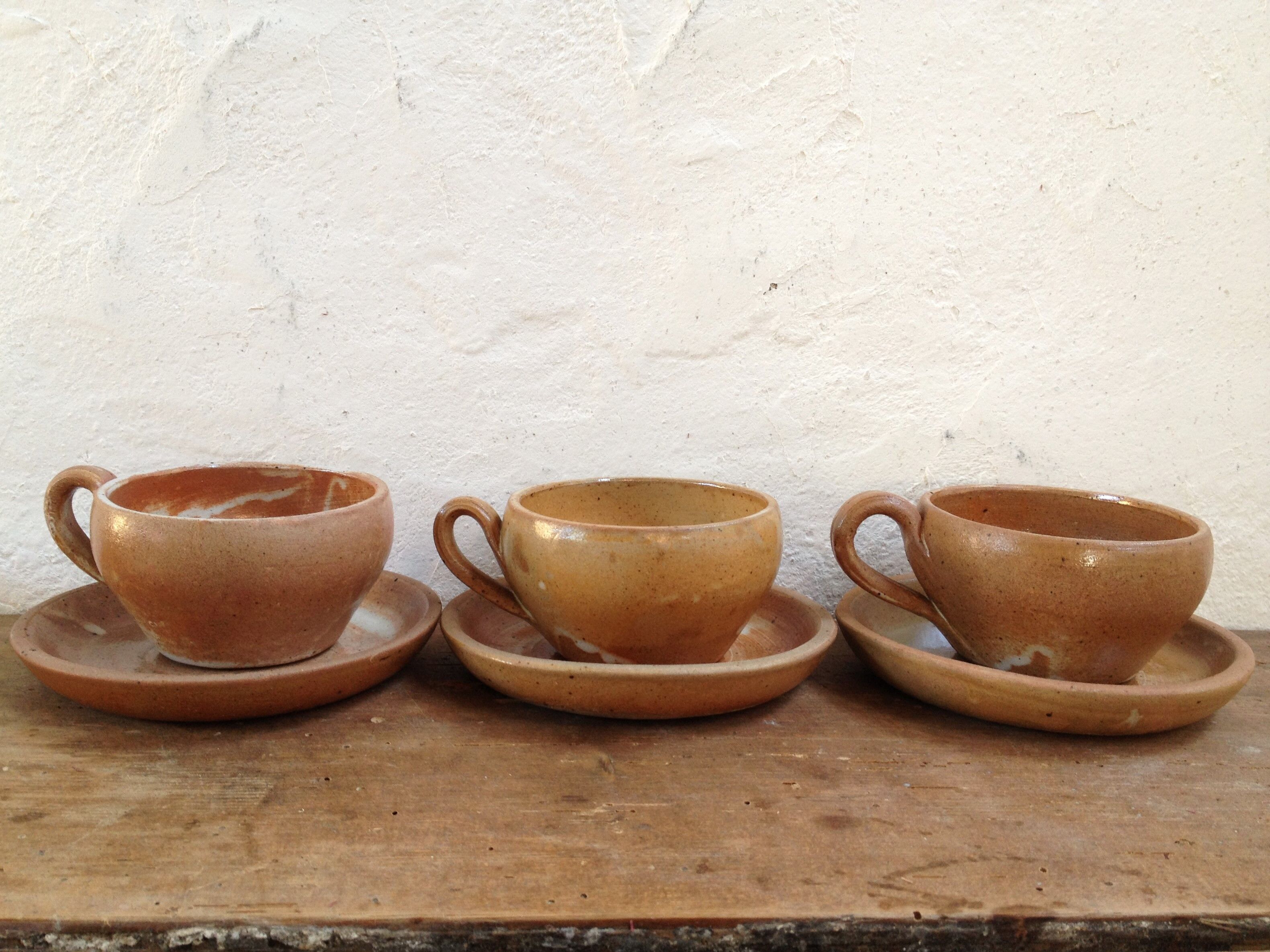 Vintage sandstone coffee cup set