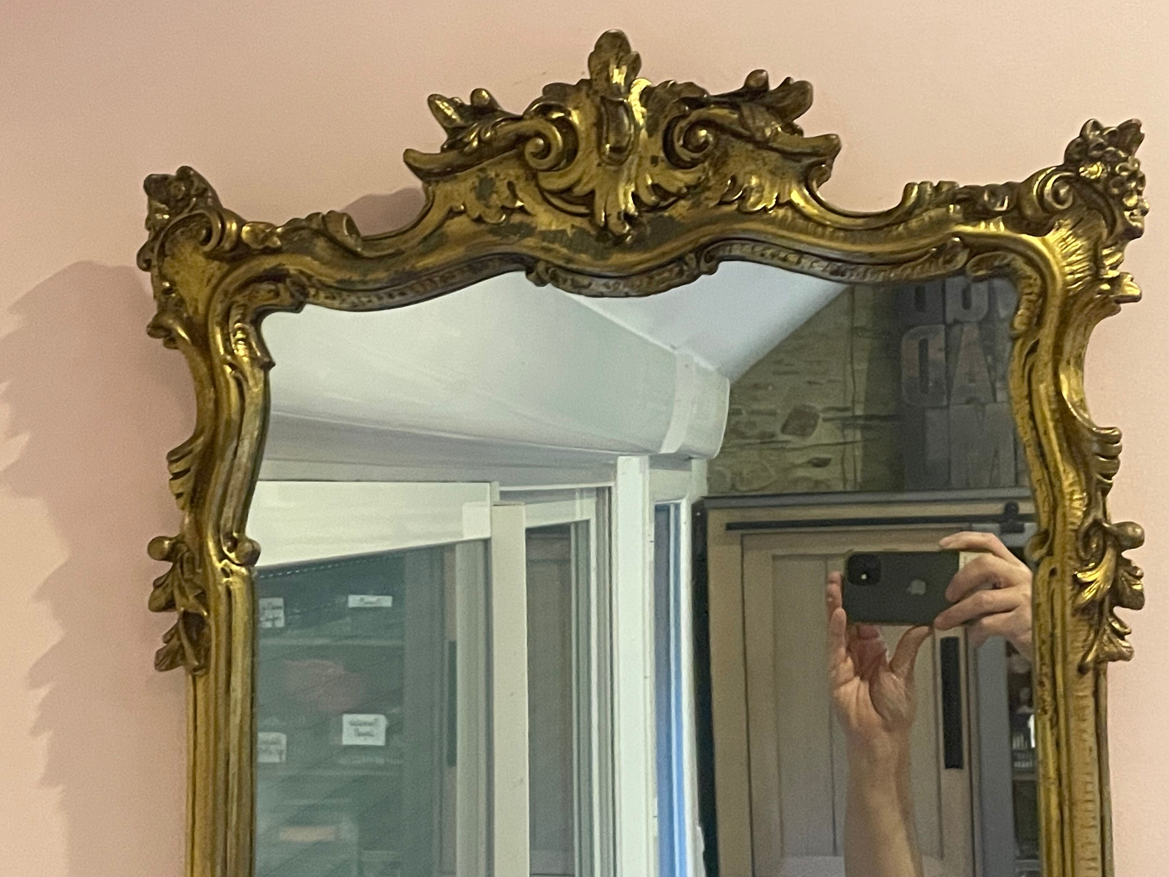Baroque style mirror, wood and stucco