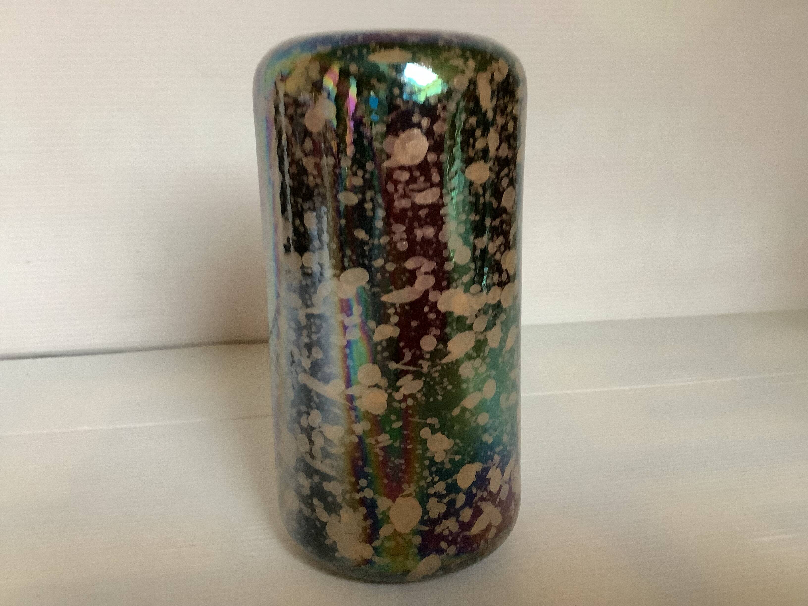 Small iridescent speckled vase