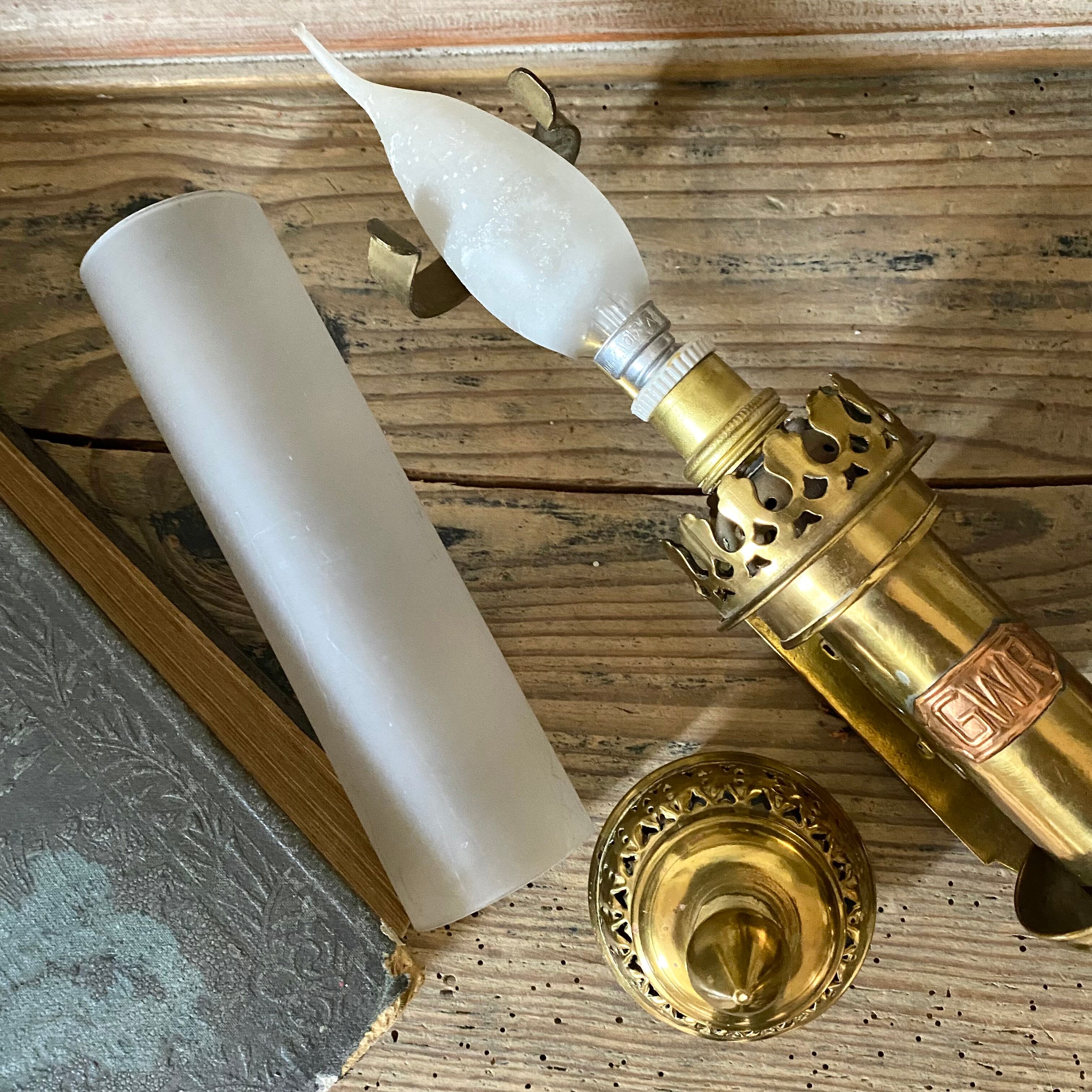 Antique brass train wall lamp