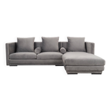 Silver velour corner sofa, Scandinavian design, 00s
