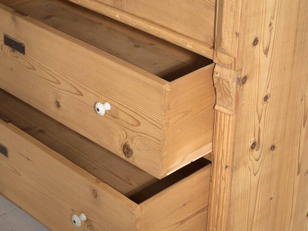 Central European high chest of drawers with four washed pine drawers – Central Europe, around 1900