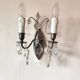 Wall light in tinned brass and crystal pendants - rococo light 2 lights