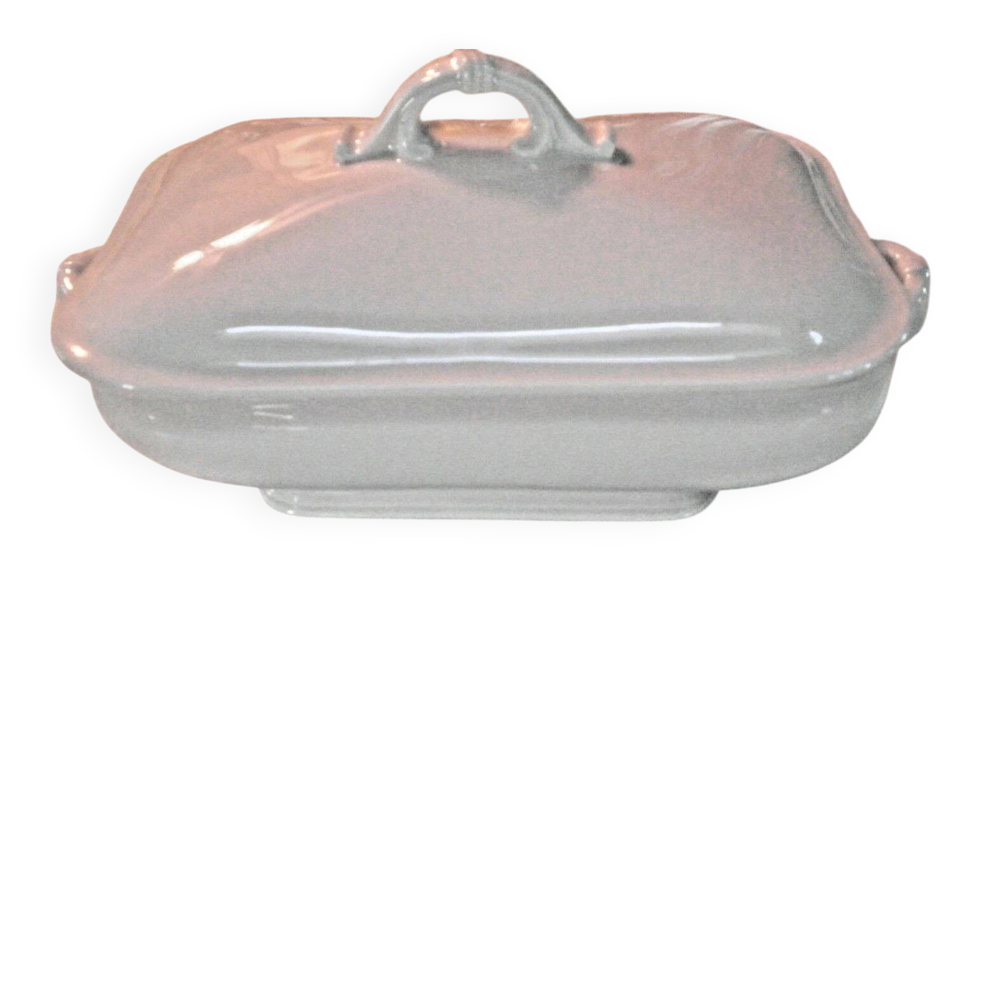 Rare white soup tureen haviland & co limoges h & co l with lid and handles.