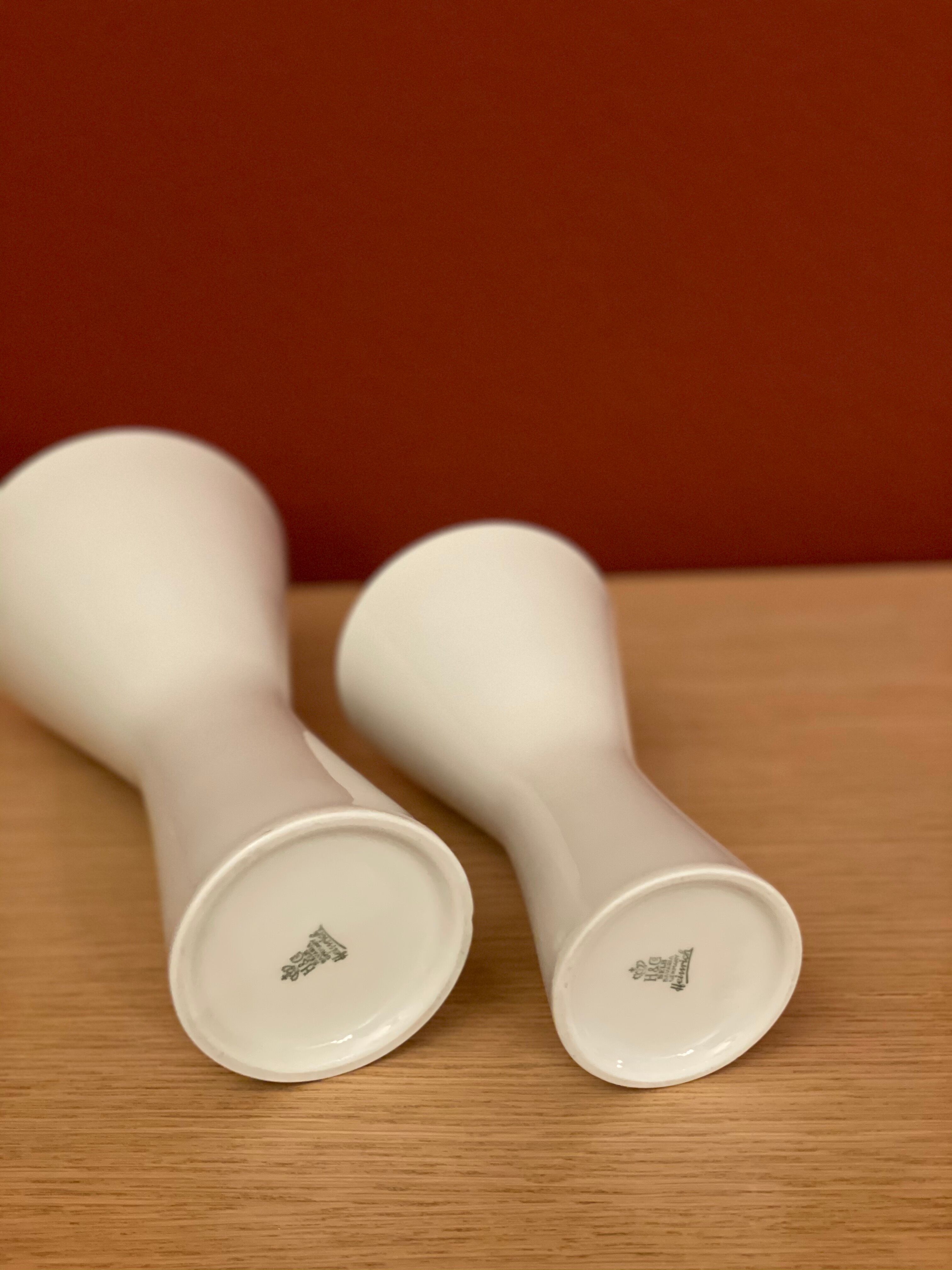 2x White Porzellan Vases by H&C Heinrich Selb 1960s