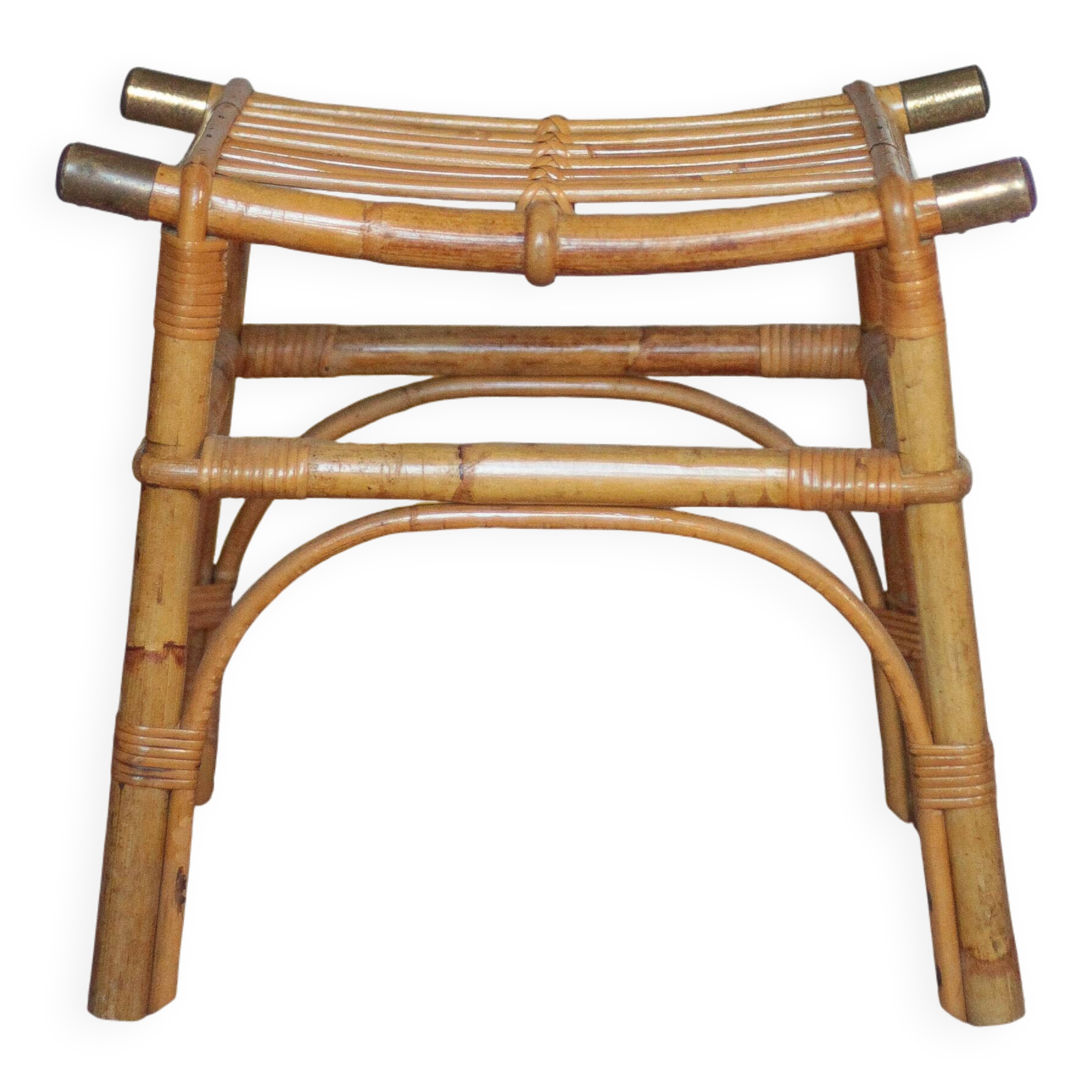 Vintage bamboo stool or bamboo luggage rack, ottoman
