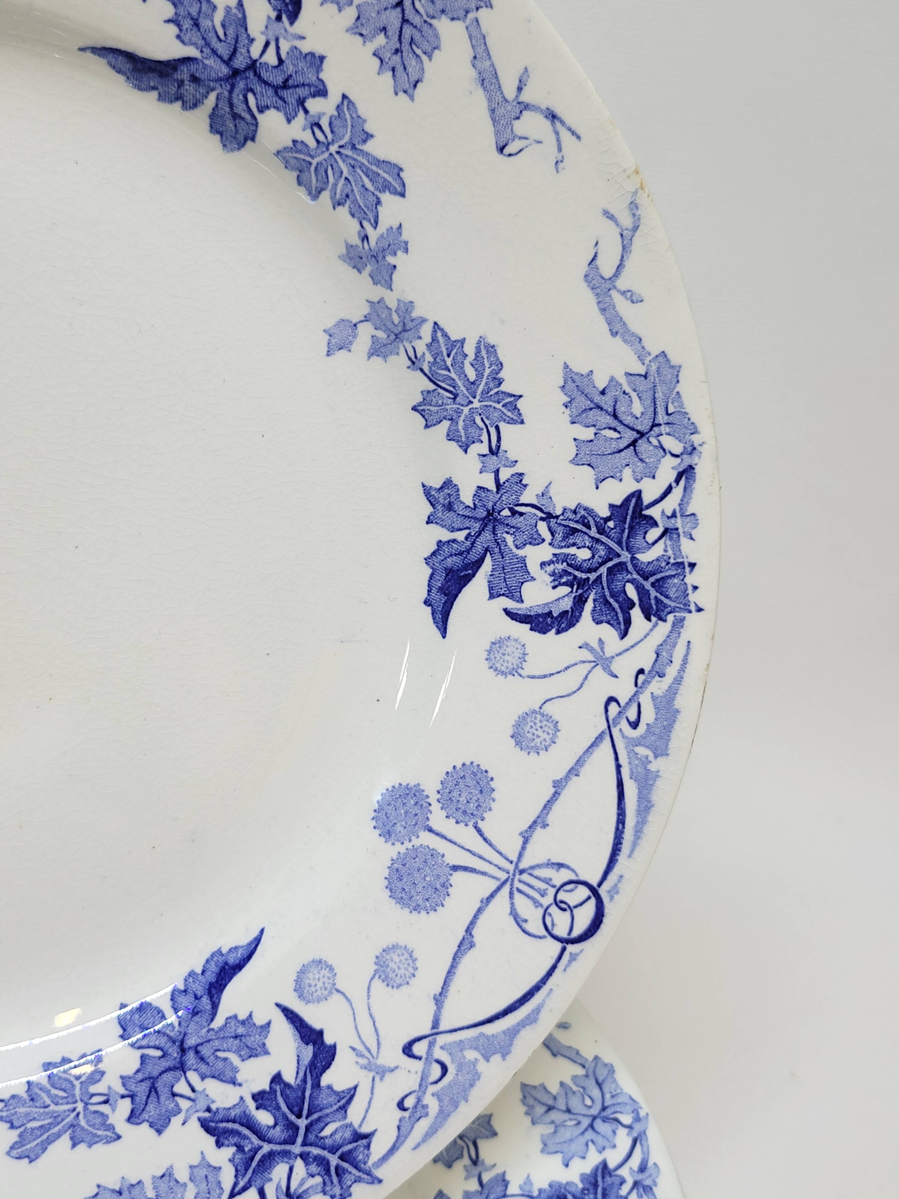 6 Small Flat Plates KG Lunéville Model Lautrec Art Nouveau Decor