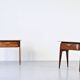 Set of 2 Italian Midcentury Rosewood and carrara bedsides tables