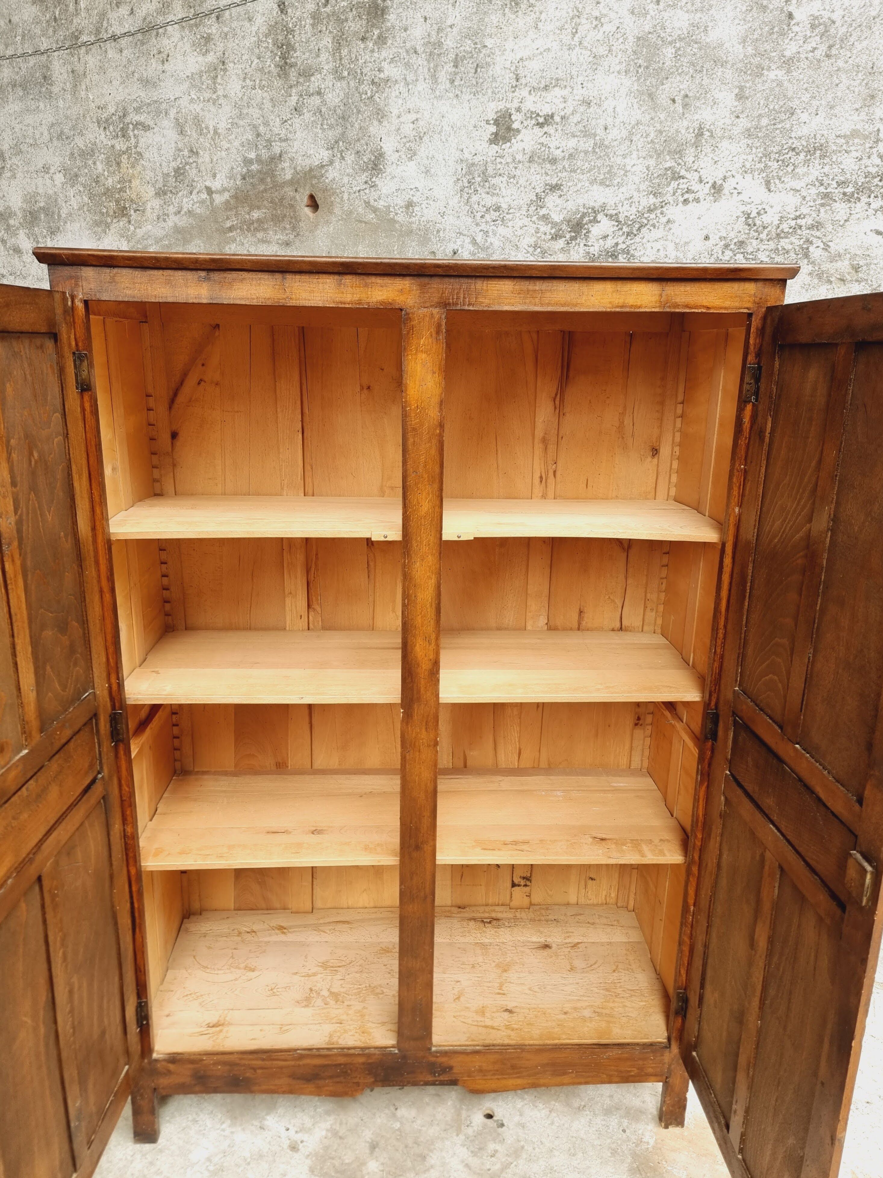 Old wardrobe linen cabinet beech wood