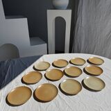 Lot de 12 assiettes à dessert en grès Village France