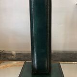Pied de lampe en cuir vert vers 1960