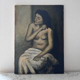 Brown female table signed R. Pauliere