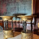 Italian Empire Bronze and Brass Tazzas with Sphinxes, 1800s, Set of 2