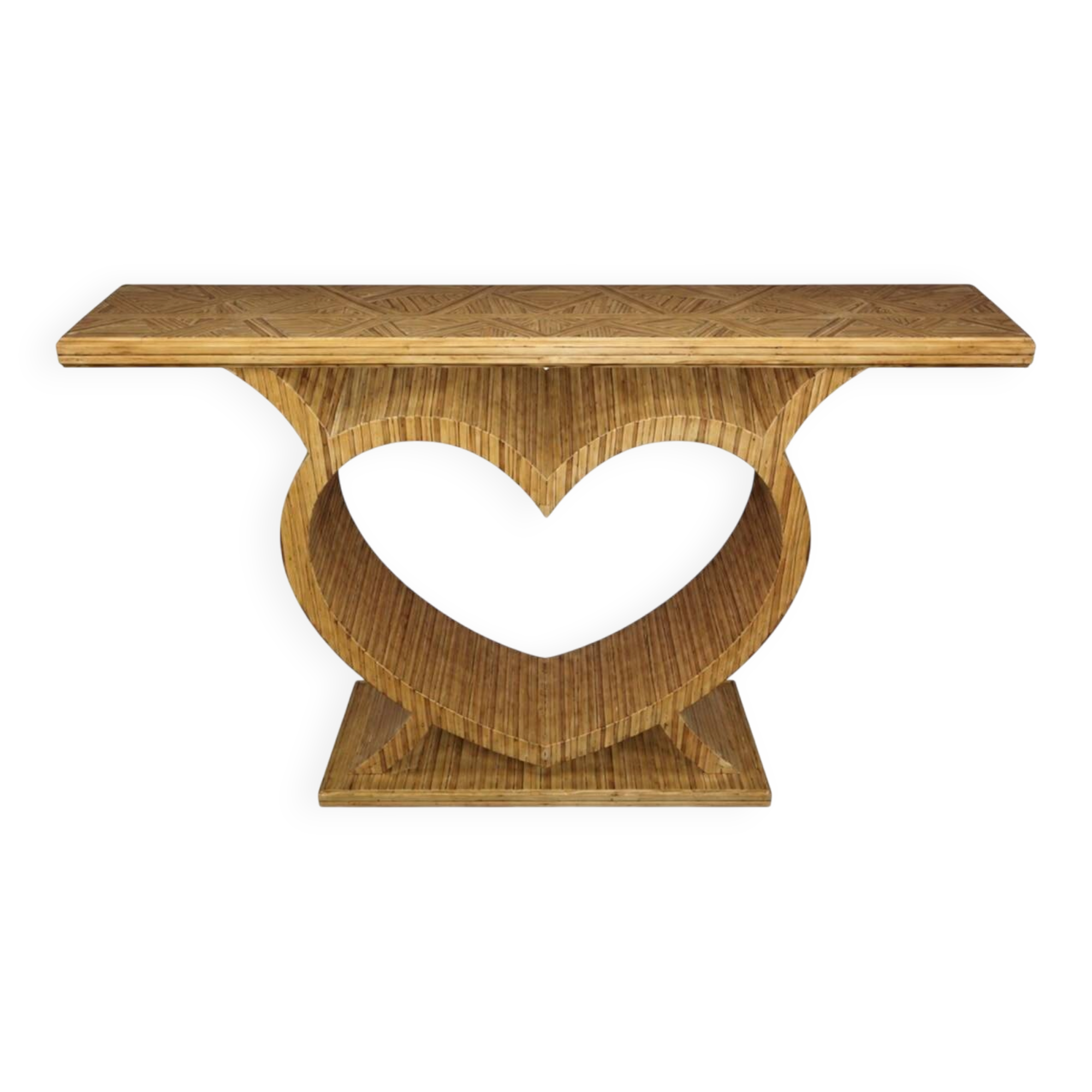 An Art Deco console made of beech wood and elm burl.