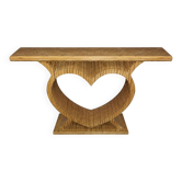 Console Art Déco en bois de hêtre et loupe d'orme