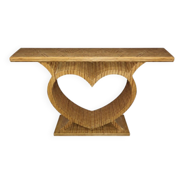 Art Deco console in beech wood and elm burl